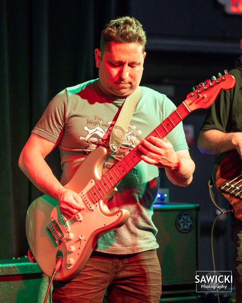 Kevin Muro live at Positive Libations, cream Stratocaster